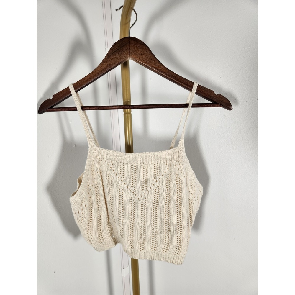 NWT Freshman 1996 Oatmeal Knit Boho Cropped Tank Top Size Large